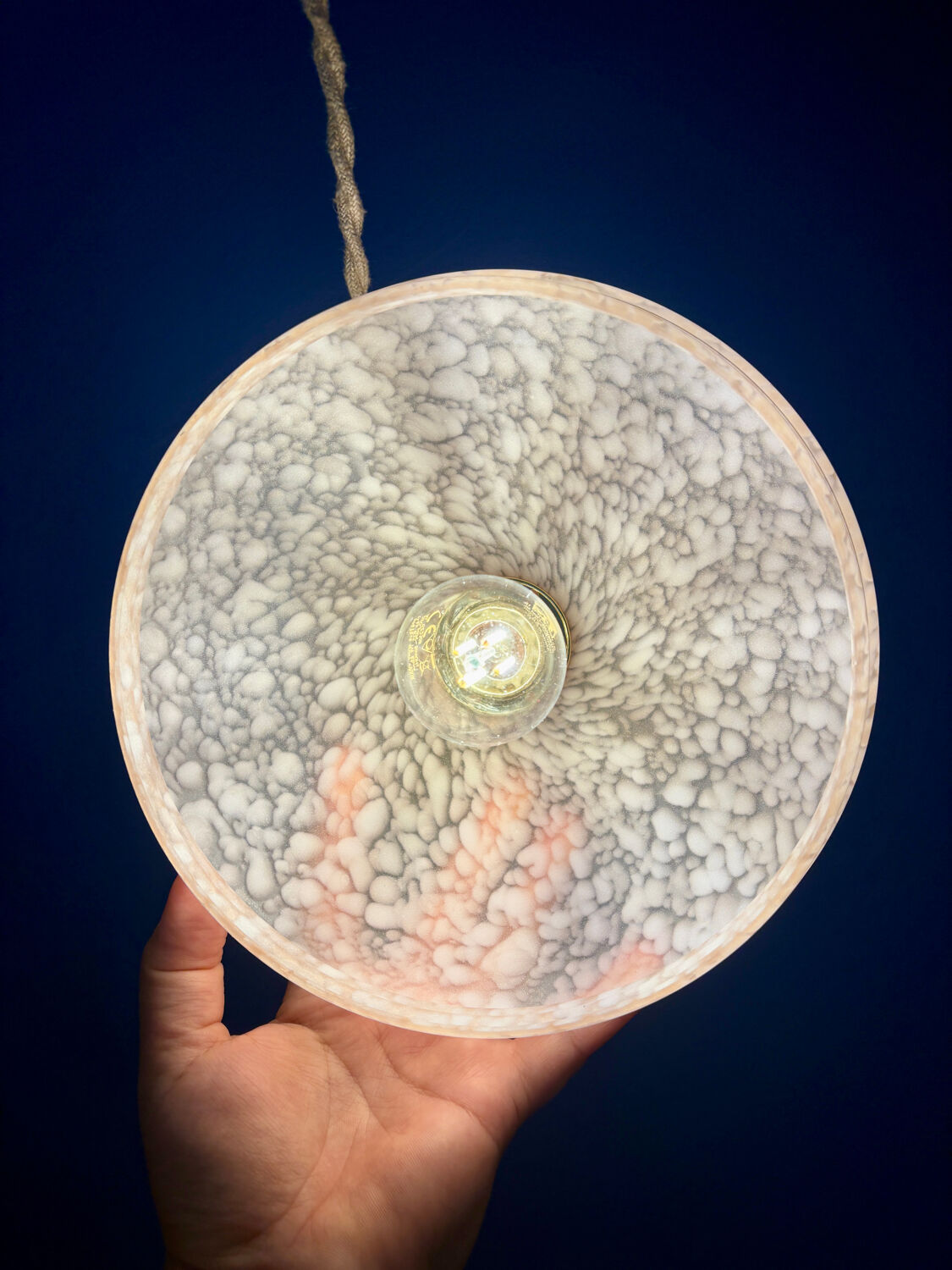 Vintage pink and gold clichy glass lampshade pendant light