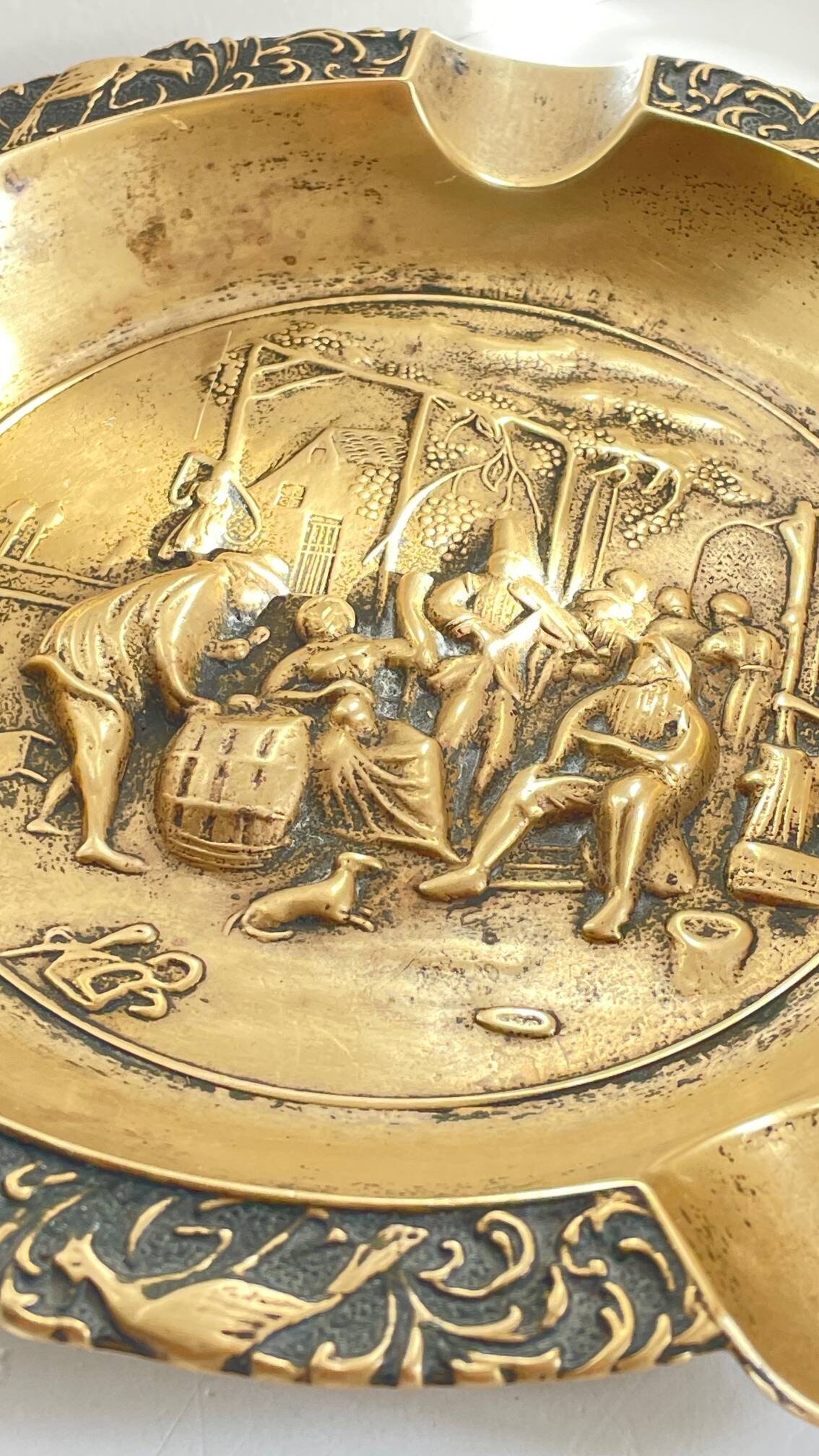 Large Vintage Solid Brass Ashtray