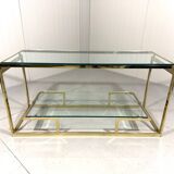 Brass & Bevelled Glass Two Tier Console Table 1970’s
