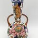 Gien's earthenware vase and two cups, "Peonies" decoration, signed GIEN - 20th century