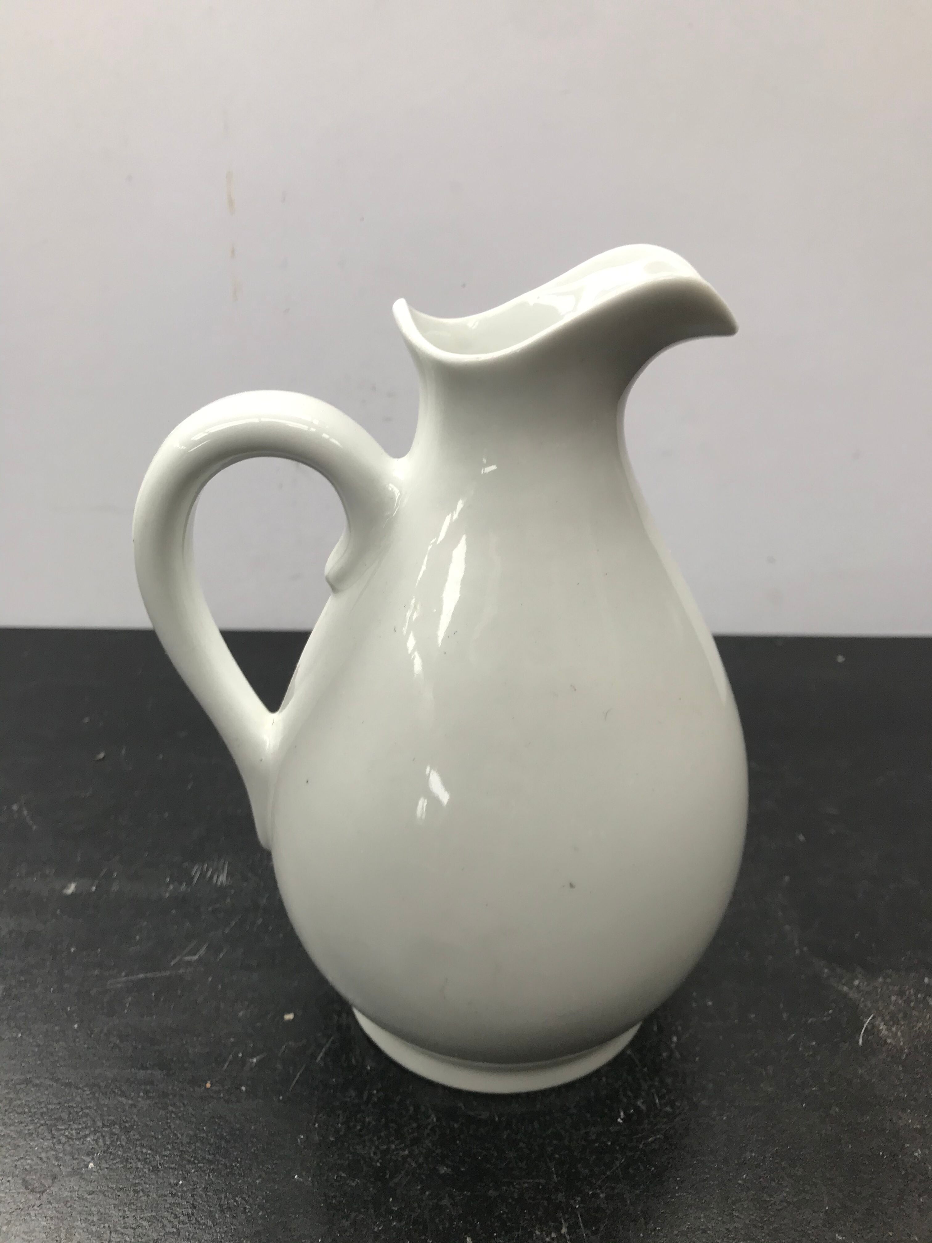 Former Longchamps white porcelain pitcher - vintage roses decor