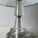 Lampe art deco en verre et laiton années 40