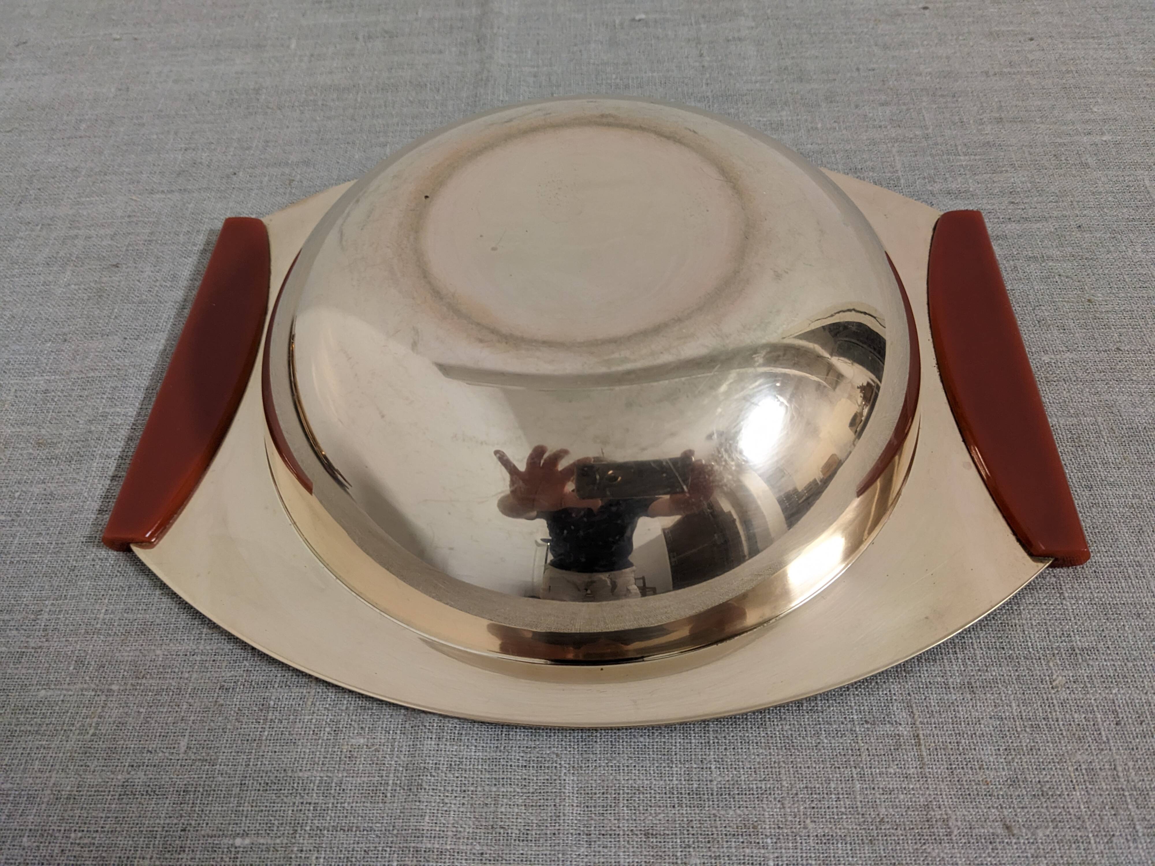 Brass and Bakelite trays and bowl by PM Italy circa 1970