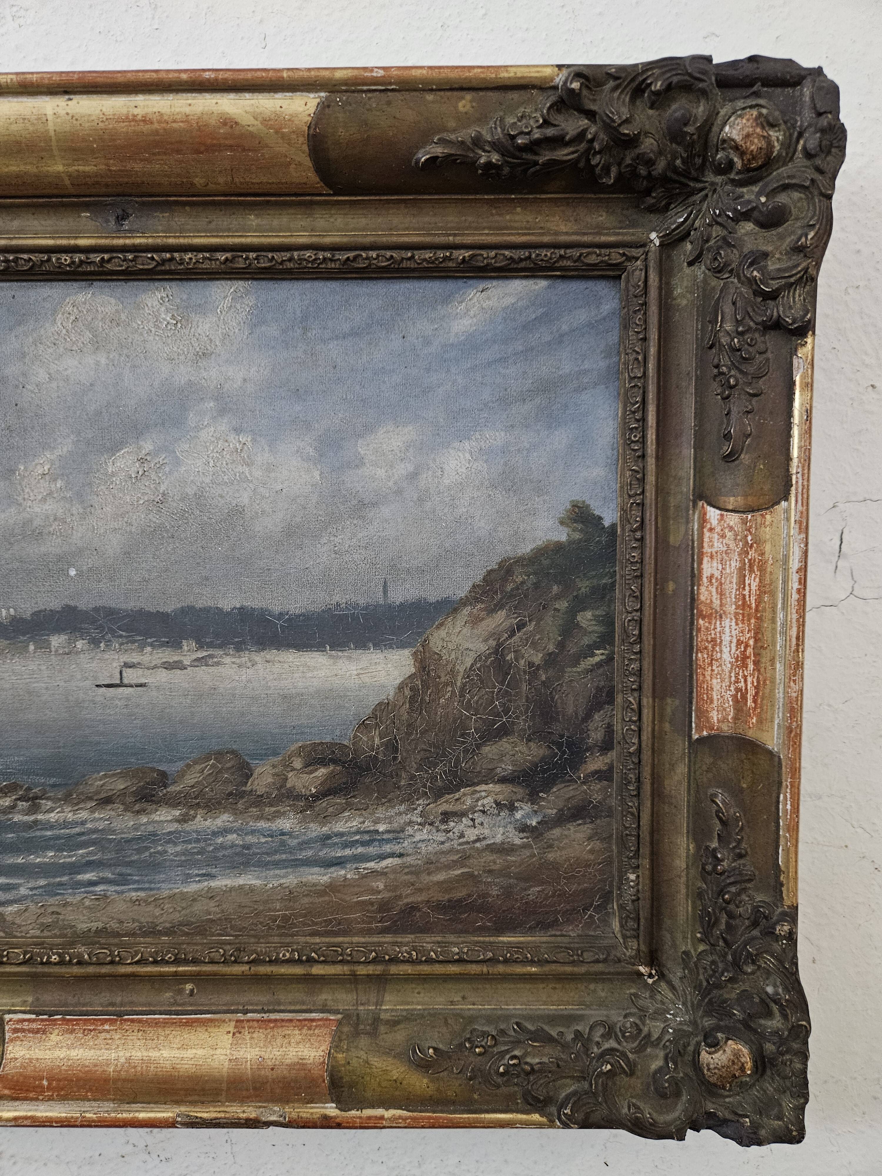 Oil on canvas - Navy - Old painting