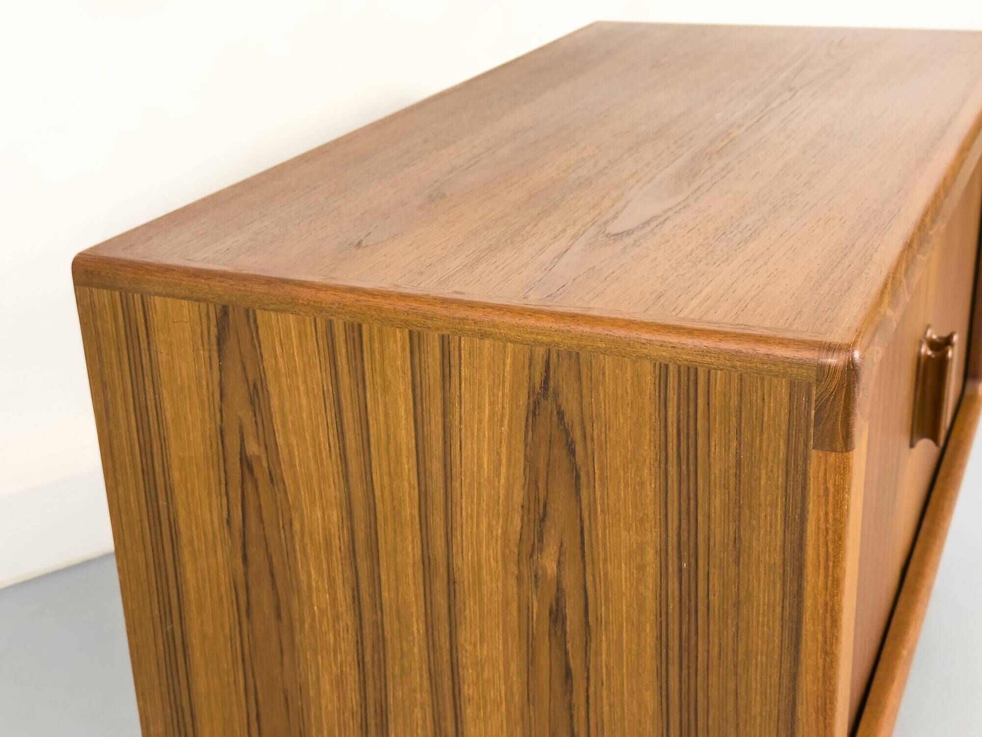 Low Teak Sideboard with Tambour Doors from CFC Silkeborg, 1970s