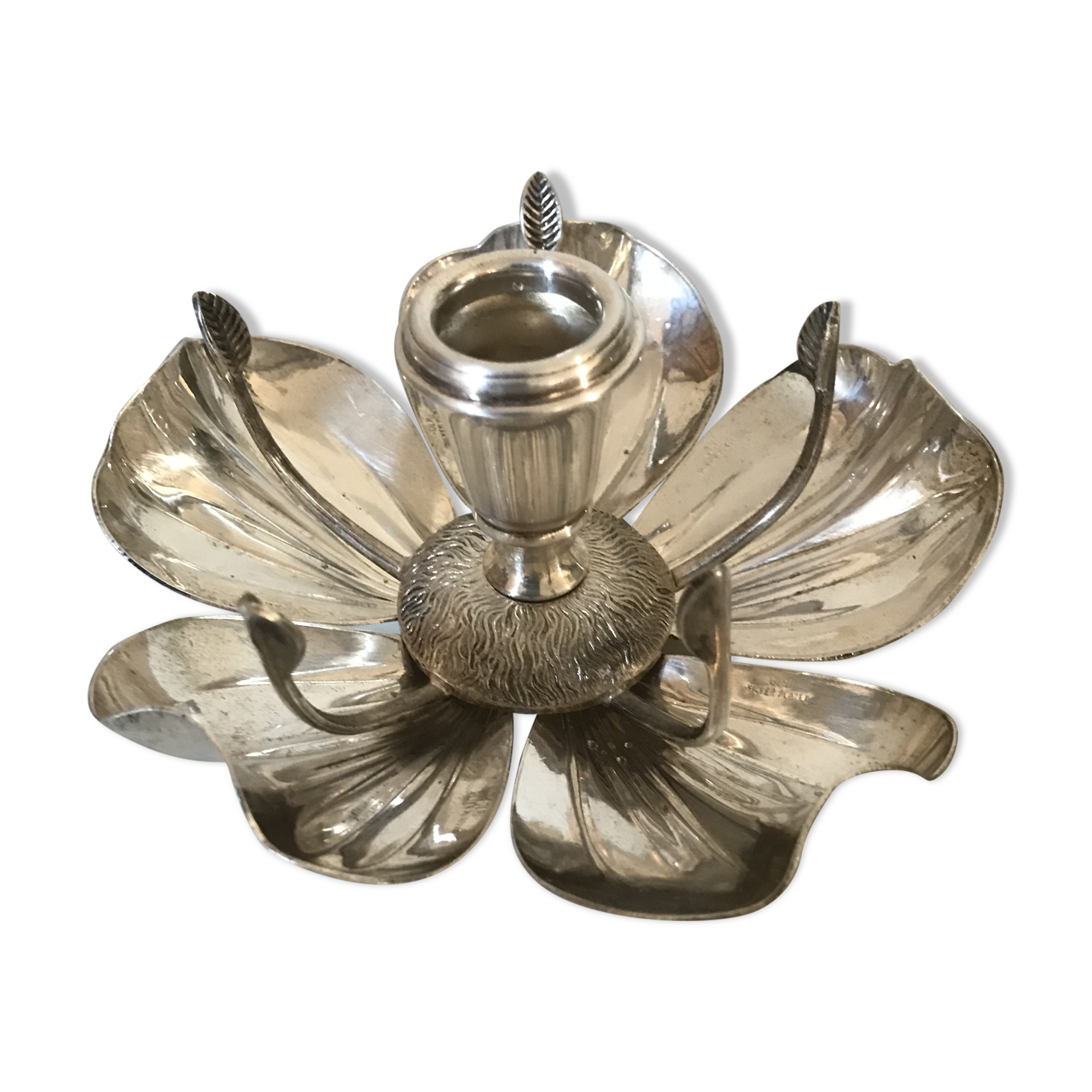 Vintage Olri silver metal candlestick