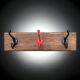 Vintage school coat rack in solid wood - 3 coat hooks in lacquered metal