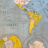 School map of the world / political and physical planisphere 60s