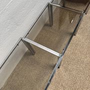 Set of 3 vintage nesting tables – Chrome metal & smoked glass