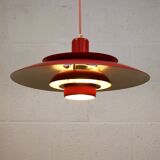 Red vintage Jeka Metaltryk lamp - Danish Modern Design