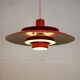Red vintage Jeka Metaltryk  lamp  -  Danish Modern Design