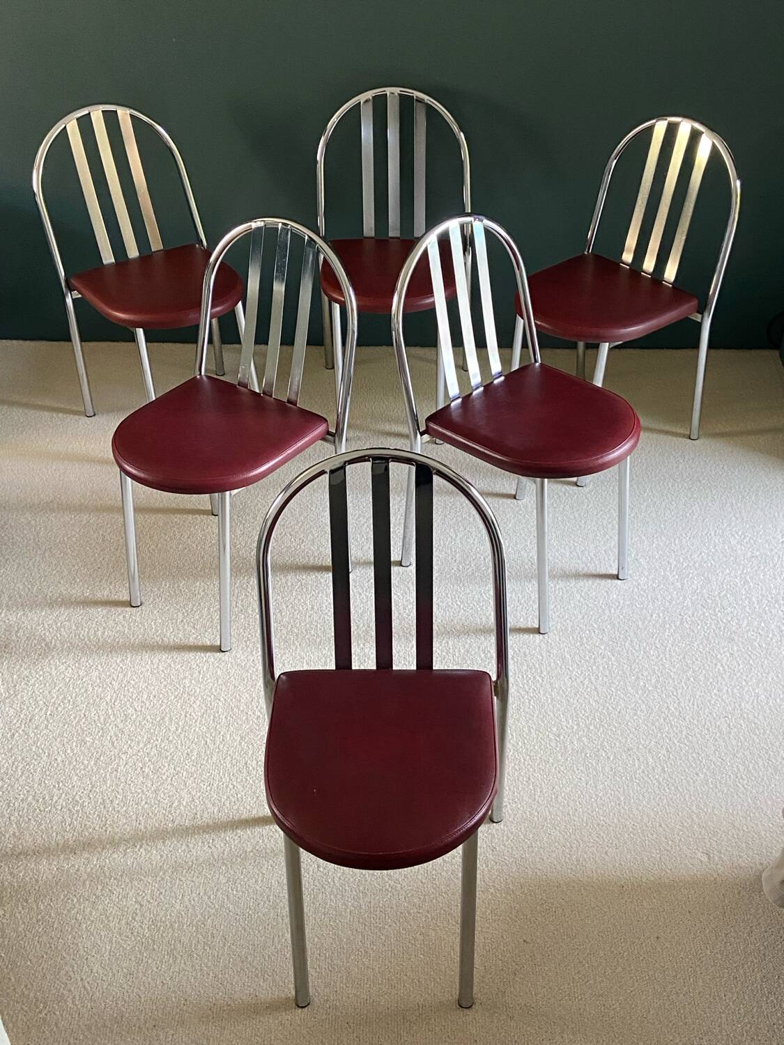Set of six Mallet Stevens type chairs. 1970s