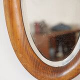 Miroir ovale en bois d'artisan 28x49cm