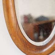 Miroir ovale en bois d'artisan 28x49cm
