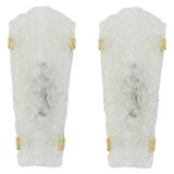 Pair of large angular glass wall lights by Hillebrand, Germany, 1960s.