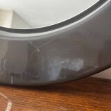 Vintage round mirror from the 70s, smoked brown plastic