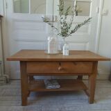 Coffee table made from a vintage solid oak table