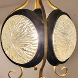1960s glass brass pendant, frivolous lantern lamp