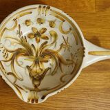 Large Keraluc Quimper G6 earthenware bowl in skillet shape