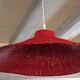 Suspension lamp in red wicker, ø 60 cm