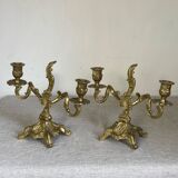 Pair of bronze rocaille candlesticks