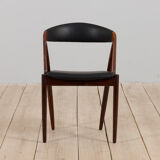 Kai Kristiansen rosewood desk chair 31 in reupholstered in soft black leather, Denmark, 60s