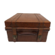 Rectangular wooden suitcase covered with leather