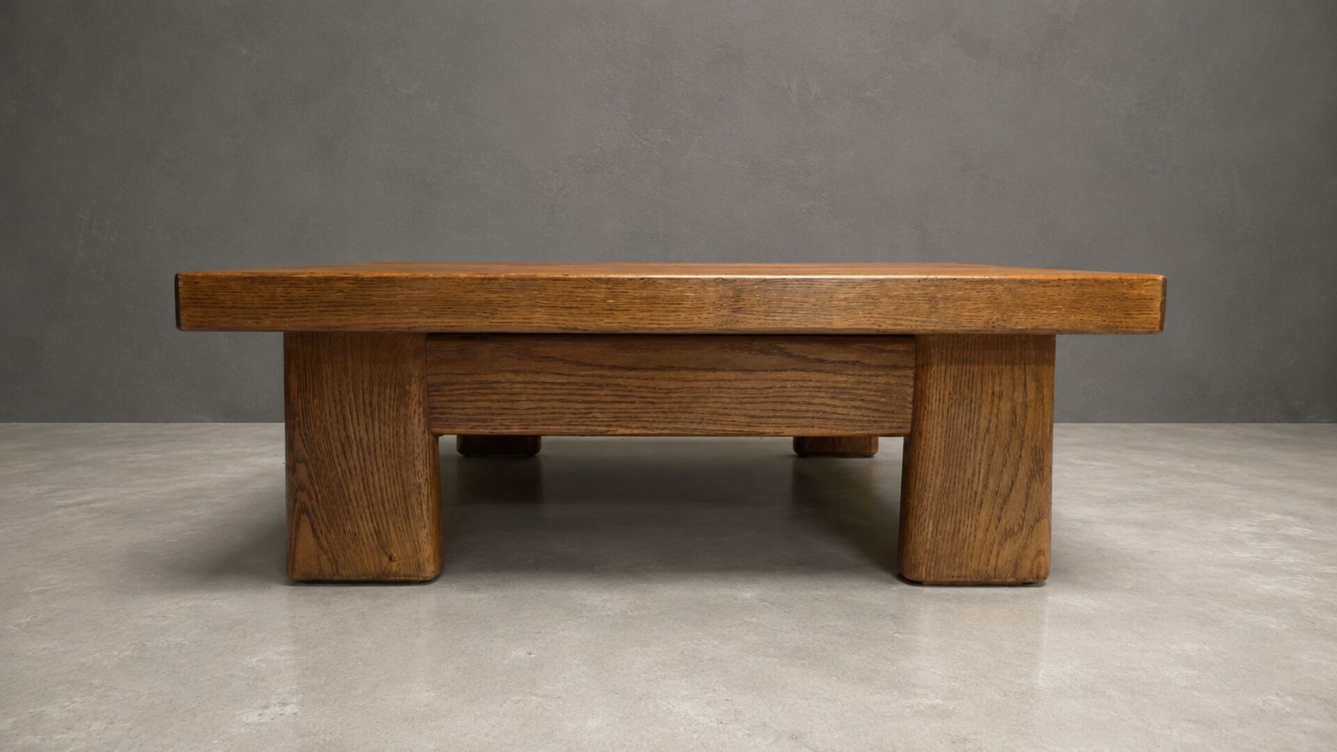 Brutalist coffee table / side table in oak – 1970s