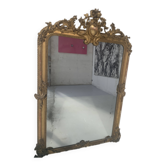 Miroir de style Louis XV en bois et stuc doré XIX siècle