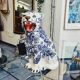 Statue de tigre en céramique bleu de Delft