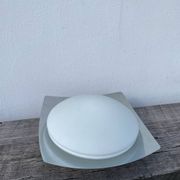 Applique plafonnier en verre blanc et inox
