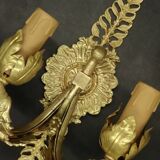 Pair of Empire style mascaron wall lights from early 1900s - gilded bronze
