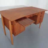 Vintage Danish Curved Teak Desk, 1960s