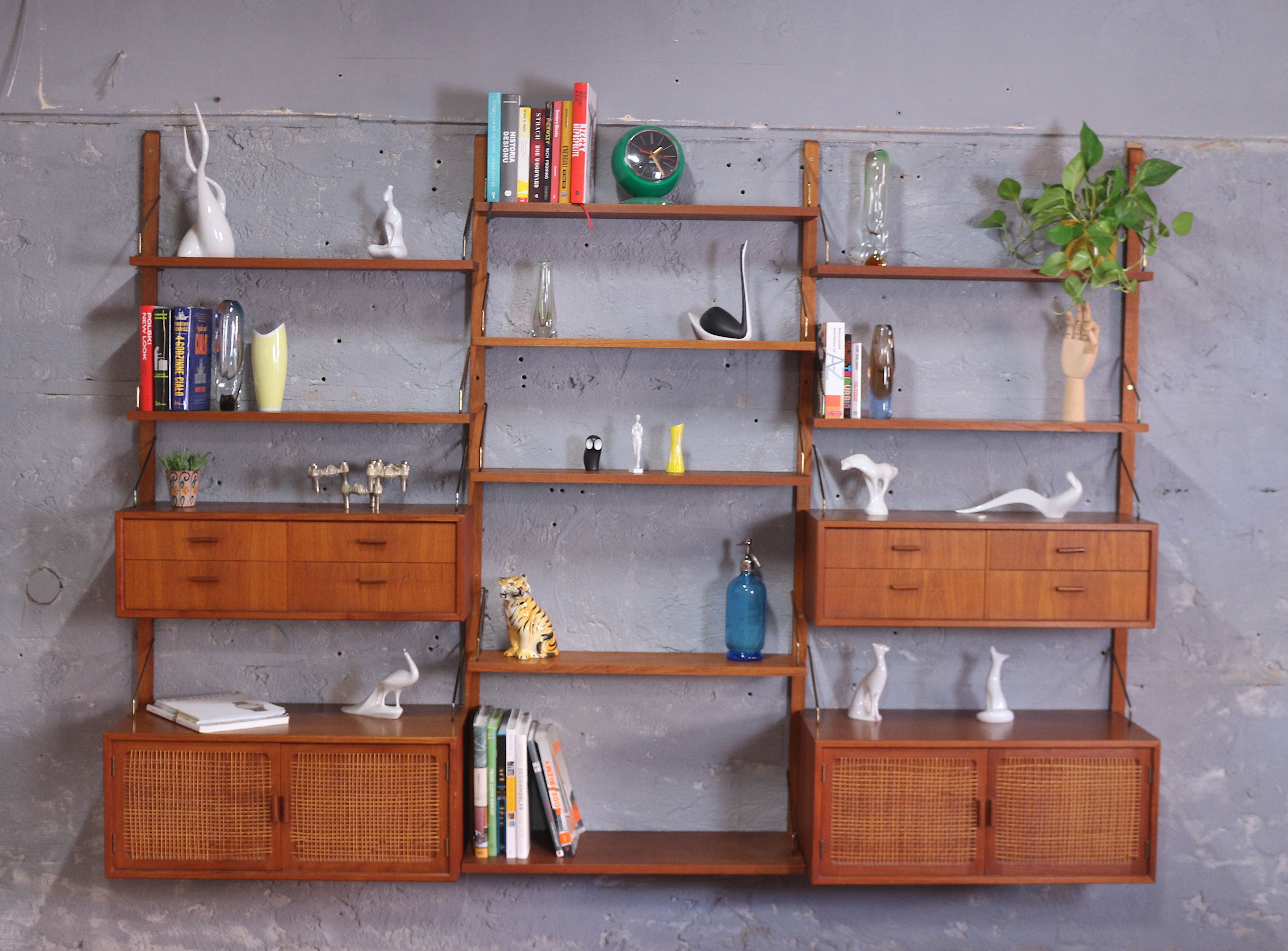 Mid century teak wall unit by Gustav Bahus, Norway 1960's
