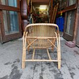 Shell armchair in rattan and bamboo - 1970s