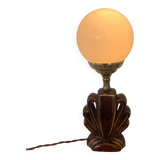 ▪️Art Deco Ceramic and Globe Lamp Stylized Shell Brown and Gold