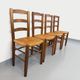 Set of 4 vintage brutalist chairs in wood and straw from the 60s