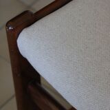 4 vintage brutalist chairs, reupholstered in cotton/linen.
