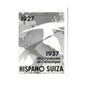 Affiche vintage années 30 Hispano Suiza Auto