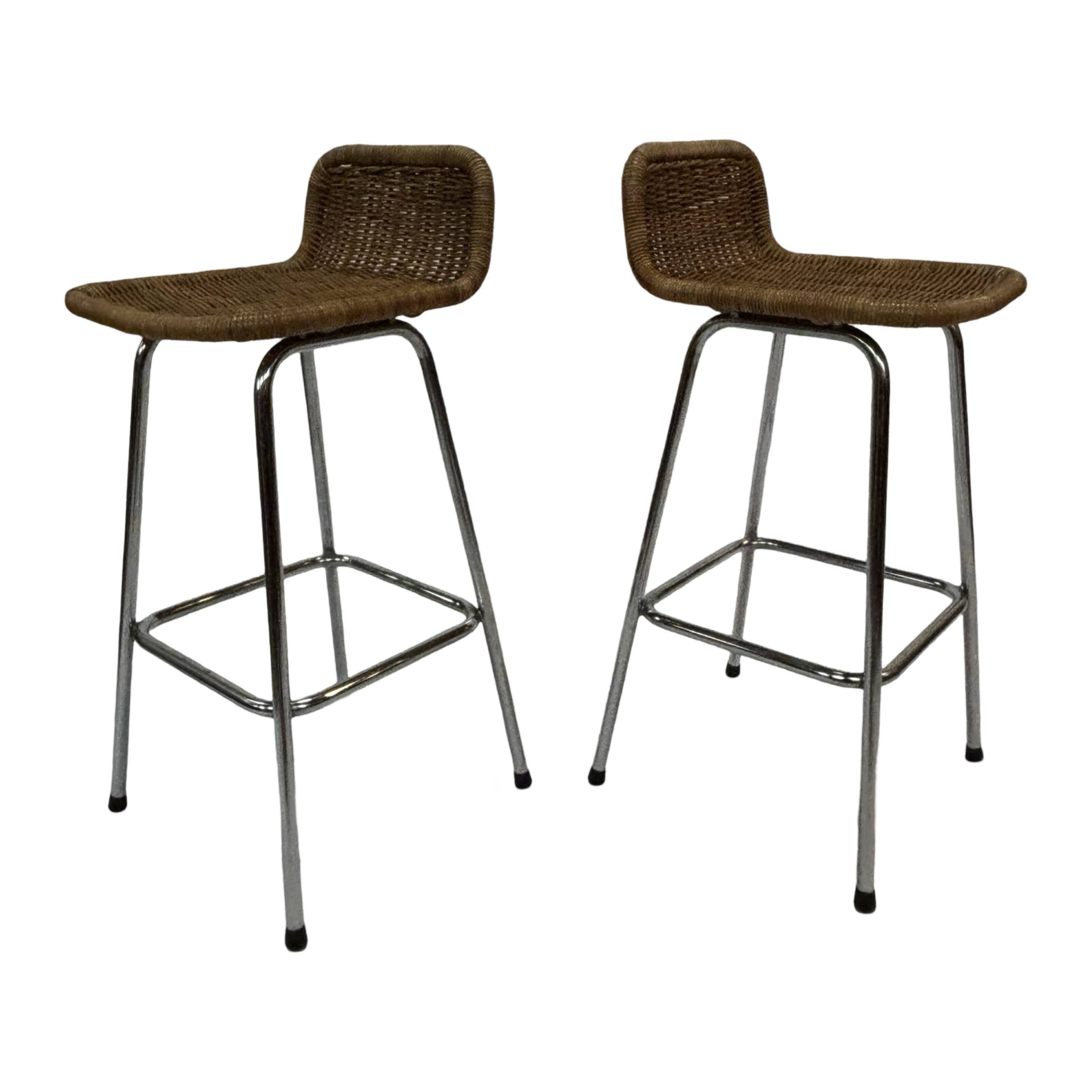 Set of 4 vintage bar stools Dirk van Sliedregt Rohe Noordwolde 1960's