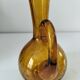 Duo of blown glass carafes – Biot signed – Bubbled amber glass