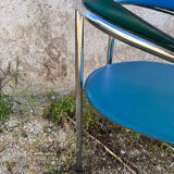 Série de 6 fauteuils design italien en cuir et métal chromé vintage