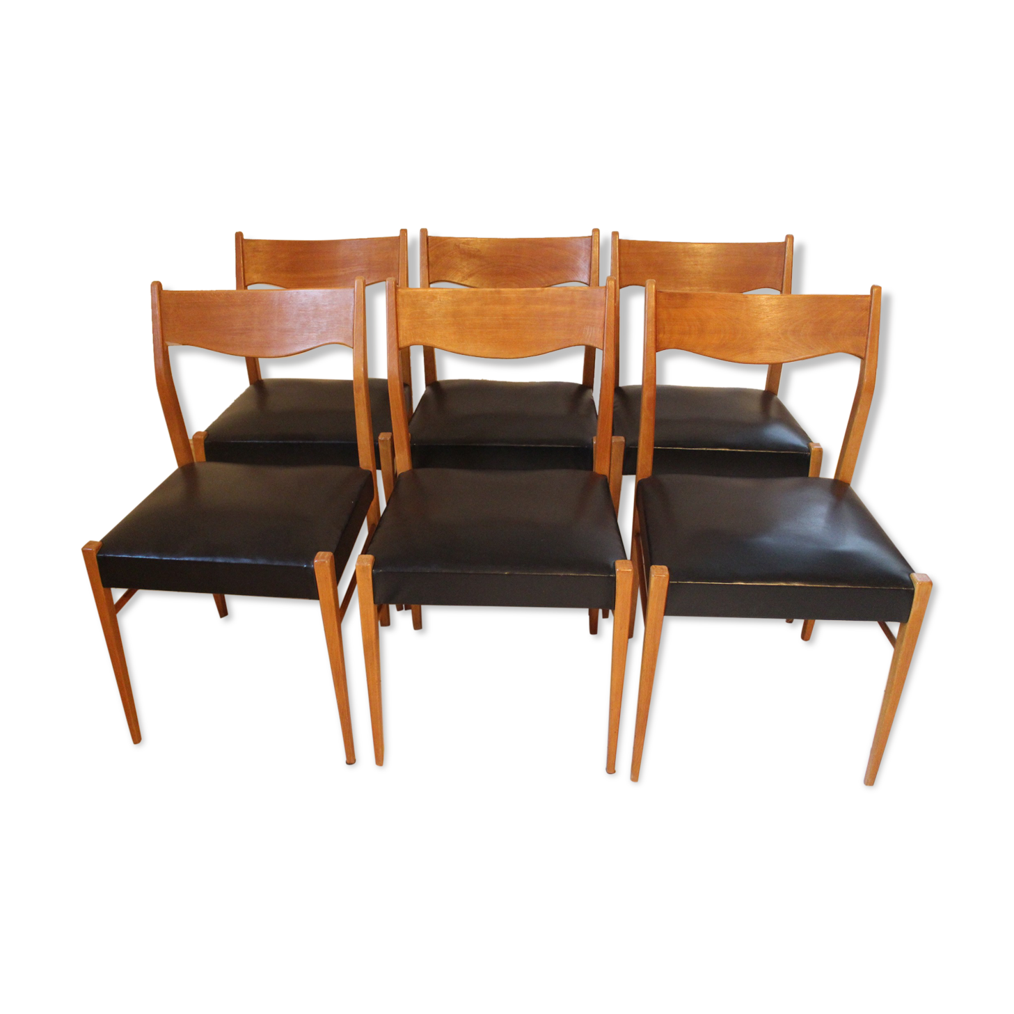 Series of 6 Scandinavian chairs in teak and skaÏ