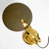 Huge 1970s brass table lamp with adjustable neck and shade from Hillebrand