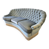 Light blue vintage sofa / armchair with fringes