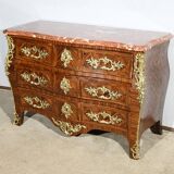 Tomb Commode in Violet Wood Marquetry, Transition Louis XIV / Louis XV style – 1st Par