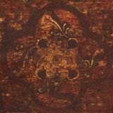 Coffre ancien peint avec motifs floraux et serrure en fer (vers 1820) #47