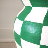 Checkerboard pattern clay pot