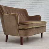 1960s, Danish 2 seater sofa, original condition, furniture velour, beech wood legs.