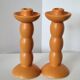 2 orange ceramic candle holders